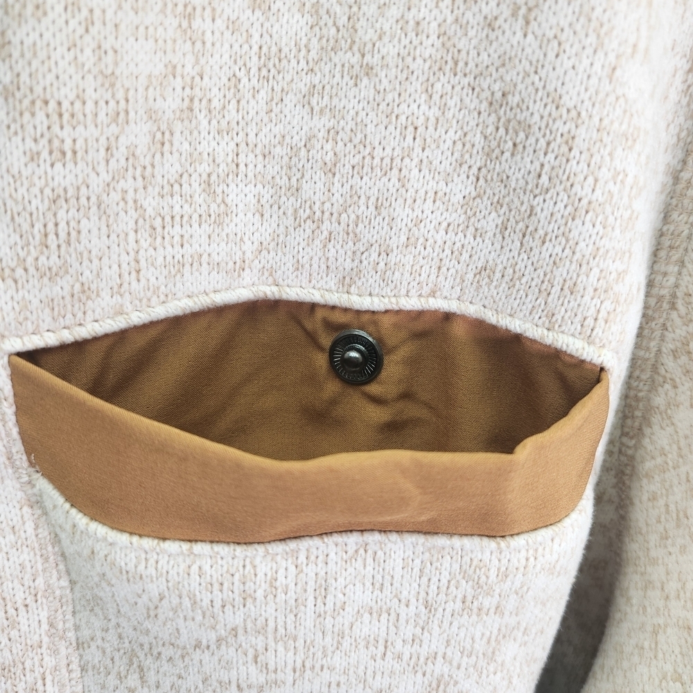 George Men's Zip-Up Sweater - Cream with Brown Trim XL (46-48) - Picture 5 of 15